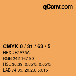 カラーコード: CMYK 0 / 31 / 63 / 5 | qconv.com