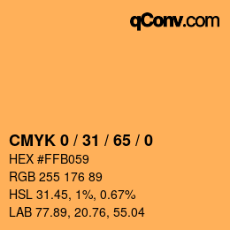 カラーコード: CMYK 0 / 31 / 65 / 0 | qconv.com