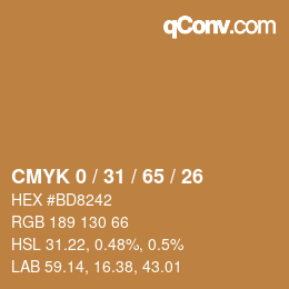颜色代码: CMYK 0 / 31 / 65 / 26 | qconv.com