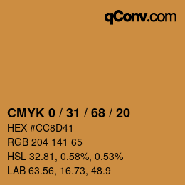 Color code: CMYK 0 / 31 / 68 / 20 | qconv.com