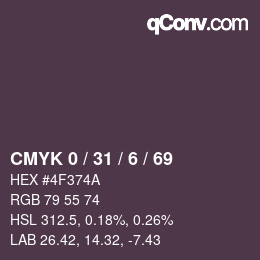 Color code: CMYK 0 / 31 / 6 / 69 | qconv.com