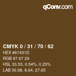Farbcode: CMYK 0 / 31 / 70 / 62 | qconv.com