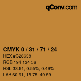 Color code: CMYK 0 / 31 / 71 / 24 | qconv.com