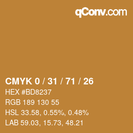 颜色代码: CMYK 0 / 31 / 71 / 26 | qconv.com