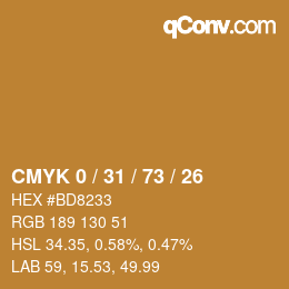 Color code: CMYK 0 / 31 / 73 / 26 | qconv.com