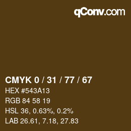 Color code: CMYK 0 / 31 / 77 / 67 | qconv.com