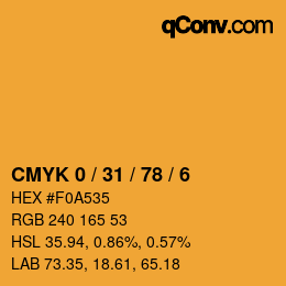 颜色代码: CMYK 0 / 31 / 78 / 6 | qconv.com