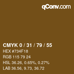 颜色代码: CMYK 0 / 31 / 79 / 55 | qconv.com