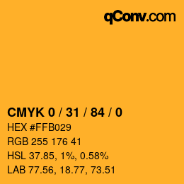 カラーコード: CMYK 0 / 31 / 84 / 0 | qconv.com