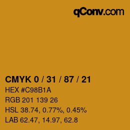 Farbcode: CMYK 0 / 31 / 87 / 21 | qconv.com