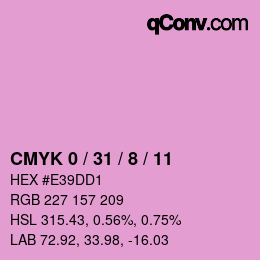 カラーコード: CMYK 0 / 31 / 8 / 11 | qconv.com