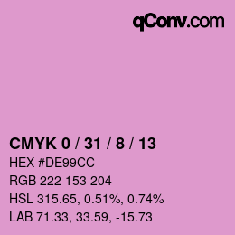 カラーコード: CMYK 0 / 31 / 8 / 13 | qconv.com
