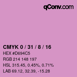 カラーコード: CMYK 0 / 31 / 8 / 16 | qconv.com