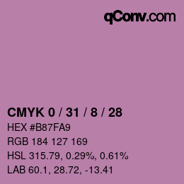 カラーコード: CMYK 0 / 31 / 8 / 28 | qconv.com