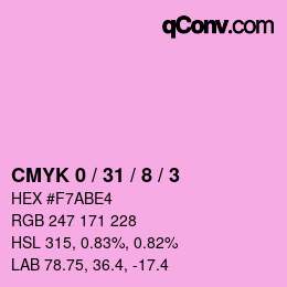 カラーコード: CMYK 0 / 31 / 8 / 3 | qconv.com