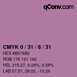 カラーコード: CMYK 0 / 31 / 8 / 31 | qconv.com