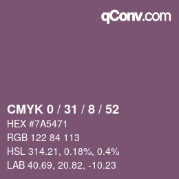 カラーコード: CMYK 0 / 31 / 8 / 52 | qconv.com