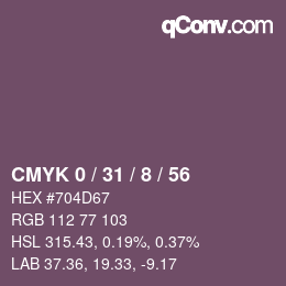 颜色代码: CMYK 0 / 31 / 8 / 56 | qconv.com