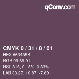 カラーコード: CMYK 0 / 31 / 8 / 61 | qconv.com