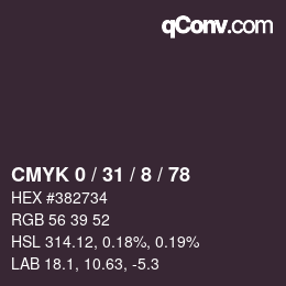カラーコード: CMYK 0 / 31 / 8 / 78 | qconv.com