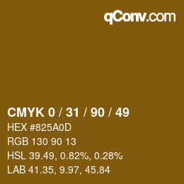 カラーコード: CMYK 0 / 31 / 90 / 49 | qconv.com