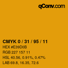 カラーコード: CMYK 0 / 31 / 95 / 11 | qconv.com