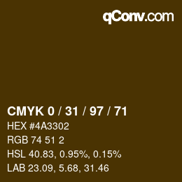 颜色代码: CMYK 0 / 31 / 97 / 71 | qconv.com