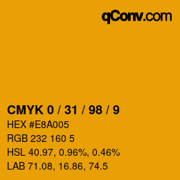 カラーコード: CMYK 0 / 31 / 98 / 9 | qconv.com