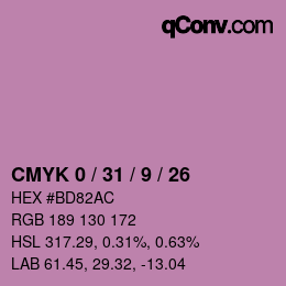 カラーコード: CMYK 0 / 31 / 9 / 26 | qconv.com