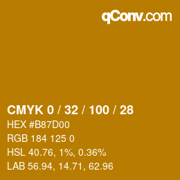 颜色代码: CMYK 0 / 32 / 100 / 28 | qconv.com