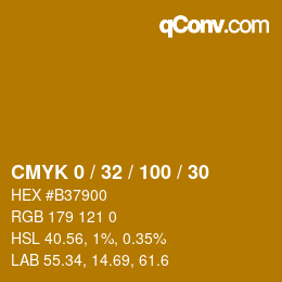 颜色代码: CMYK 0 / 32 / 100 / 30 | qconv.com