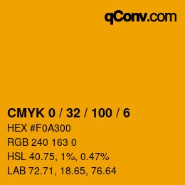 カラーコード: CMYK 0 / 32 / 100 / 6 | qconv.com