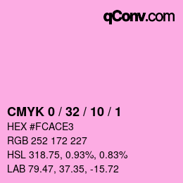 カラーコード: CMYK 0 / 32 / 10 / 1 | qconv.com
