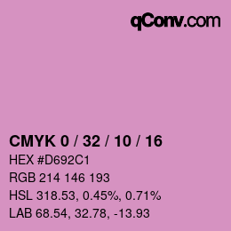 カラーコード: CMYK 0 / 32 / 10 / 16 | qconv.com