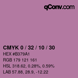 颜色代码: CMYK 0 / 32 / 10 / 30 | qconv.com