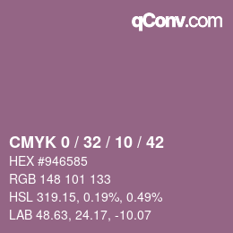 カラーコード: CMYK 0 / 32 / 10 / 42 | qconv.com