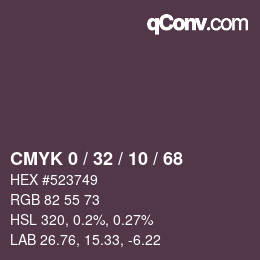カラーコード: CMYK 0 / 32 / 10 / 68 | qconv.com