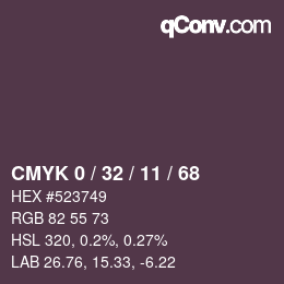 カラーコード: CMYK 0 / 32 / 11 / 68 | qconv.com