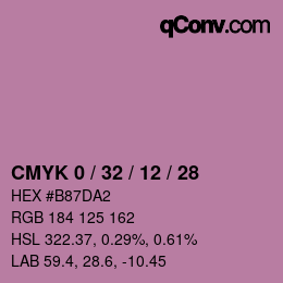 カラーコード: CMYK 0 / 32 / 12 / 28 | qconv.com