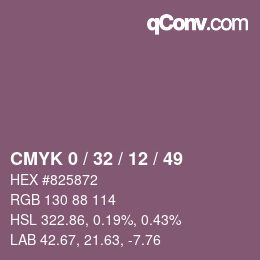 Farbcode: CMYK 0 / 32 / 12 / 49 | qconv.com