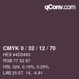 Color code: CMYK 0 / 32 / 12 / 70 | qconv.com