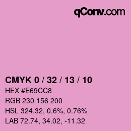 カラーコード: CMYK 0 / 32 / 13 / 10 | qconv.com