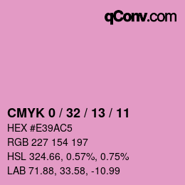 カラーコード: CMYK 0 / 32 / 13 / 11 | qconv.com