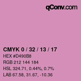 カラーコード: CMYK 0 / 32 / 13 / 17 | qconv.com