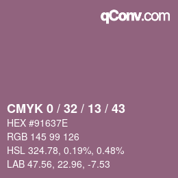 カラーコード: CMYK 0 / 32 / 13 / 43 | qconv.com