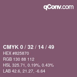 カラーコード: CMYK 0 / 32 / 14 / 49 | qconv.com