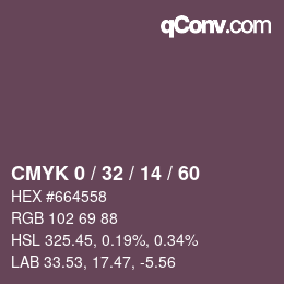 カラーコード: CMYK 0 / 32 / 14 / 60 | qconv.com