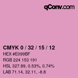 カラーコード: CMYK 0 / 32 / 15 / 12 | qconv.com