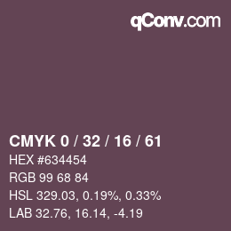 カラーコード: CMYK 0 / 32 / 16 / 61 | qconv.com