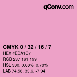 カラーコード: CMYK 0 / 32 / 16 / 7 | qconv.com